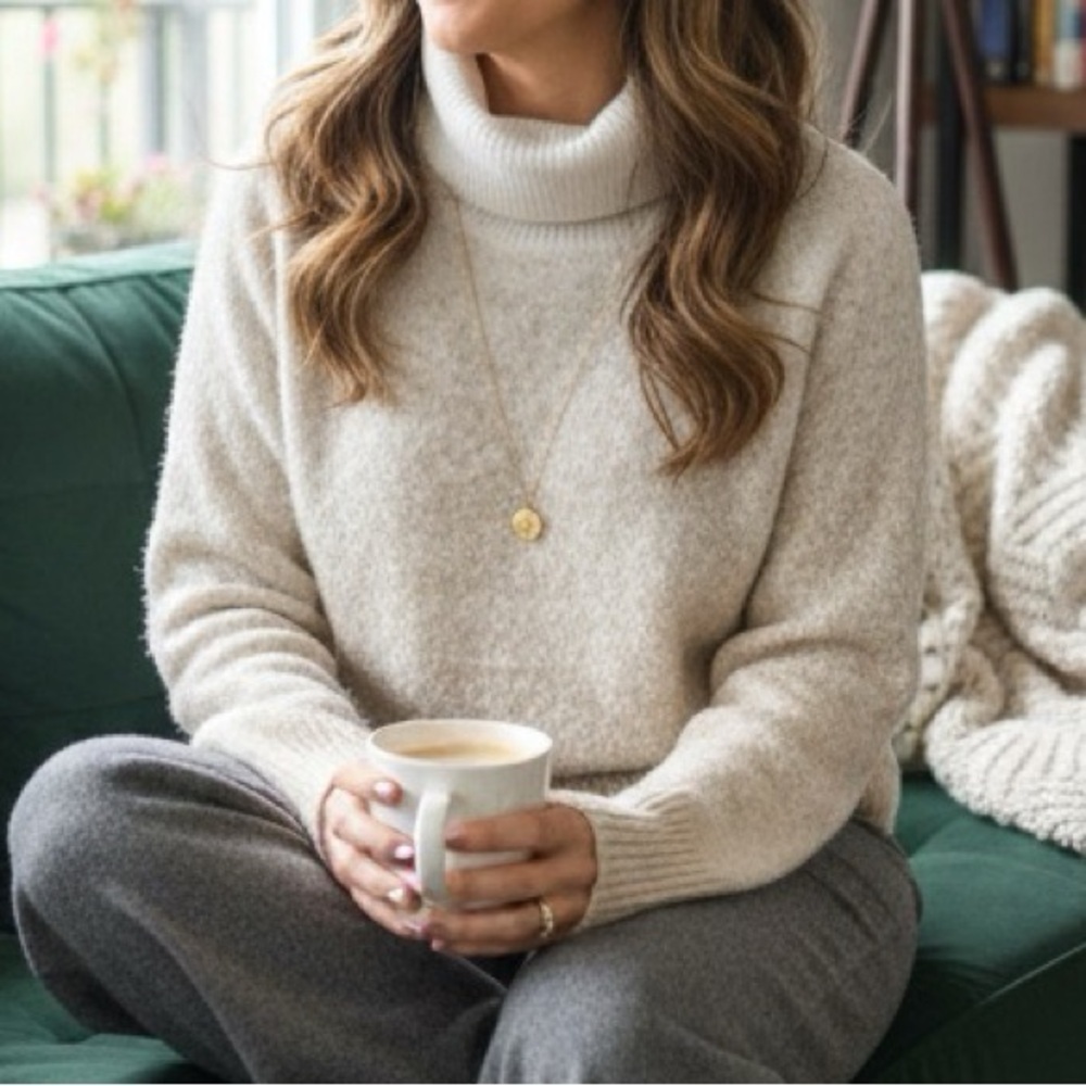Tahari Cream Cowl Neck Sweater